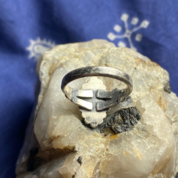 Vintage Silver & Turquoise Bell Traders Ring 1930s - Picture 8 of 10